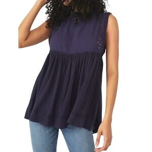 NWT Free People Bella Babydoll Open Back Top Indigo XS